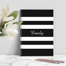 白黒クールのパターン名ストライプ個人 ノートブック