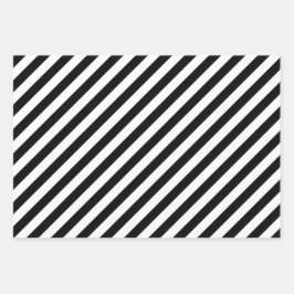 白黒クールストライプの ラッピングペーパーシート