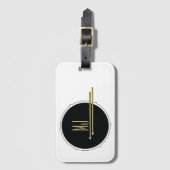白黒クールドラムイニシャルモノグラムの ラゲッジタグ (正面縦)