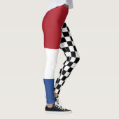 白黒クールフラグ市松模様にパターンプリント レギンス (右)