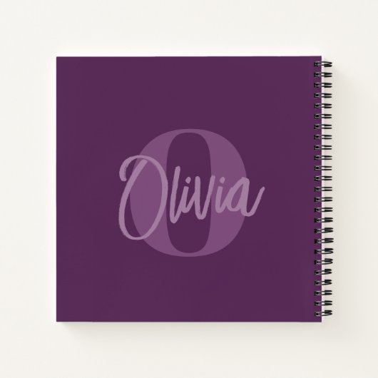 白黒クール紫トレンディースクリプトモノグラム ノートブック (裏面)