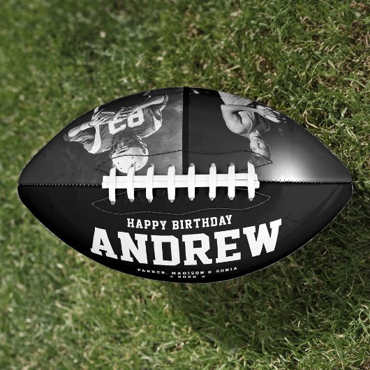 白黒クール誕生日ギフトモダン写真 アメリカンフットボール
