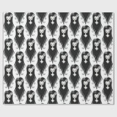 白黒グかわいらしール ラッピングペーパー (フラット)