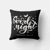 白黒グッドナイトタイポグラフィ子供部屋 クッション (裏面)