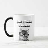 白黒グッドモーニングメッセージ11oz cat mug モーフィングマグカップ (左)