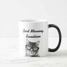 白黒グッドモーニングメッセージ11oz cat mug モーフィングマグカップ