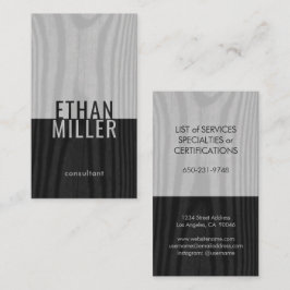 白黒グフェイクレー木モダン材ミニマル縦 名刺