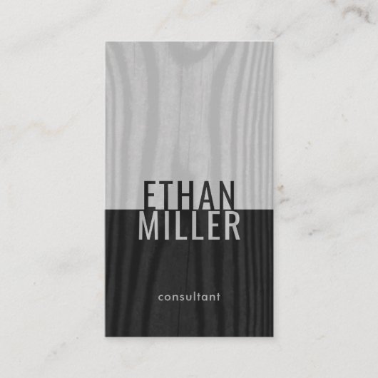 白黒グフェイクレー木モダン材ミニマル縦 名刺 (正面)