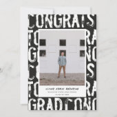 白黒グモダンランギー写真卒業inv 招待状 (正面)