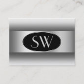 白黒グラジエントモノグラム銀楕円フレーム 名刺 (正面)