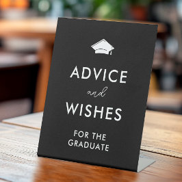 白黒グラッドキャップ卒業アドバイスアンドウィッシュ 台座サイン