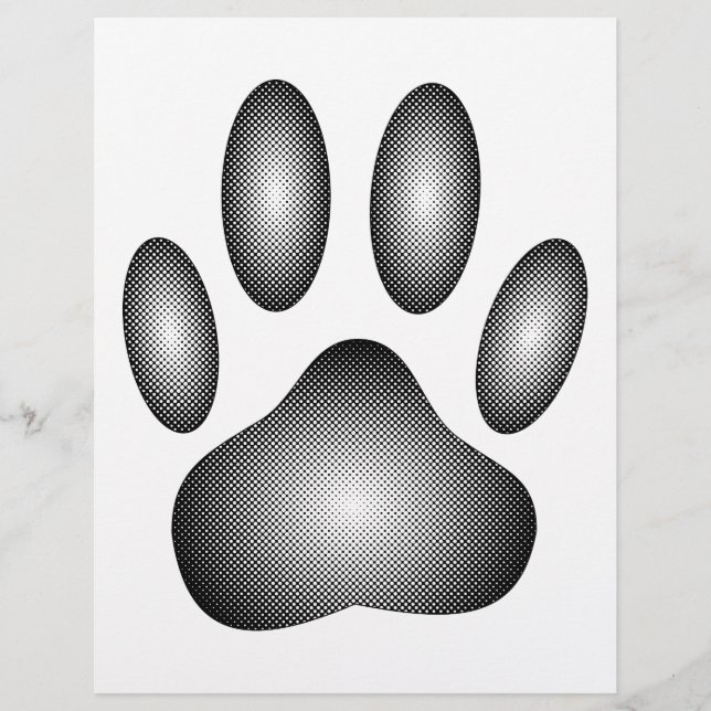 白黒グラデーションで犬の足を印刷 (正面)