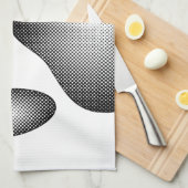 白黒グラデーションで犬の足を印刷 キッチンタオル (四つ折り)