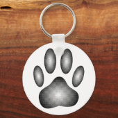 白黒グラデーションで犬の足を印刷 キーホルダー (正面)