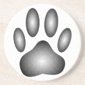 白黒グラデーションで犬の足を印刷 コースター (正面)