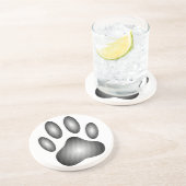 白黒グラデーションで犬の足を印刷 コースター (側面)