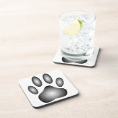 白黒グラデーションで犬の足を印刷 コースター (右側)