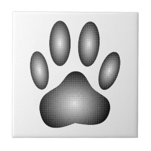 白黒グラデーションで犬の足を印刷 タイル