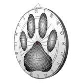 白黒グラデーションで犬の足を印刷 ダーツボード (正面右)