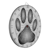 白黒グラデーションで犬の足を印刷 ダーツボード (正面左)