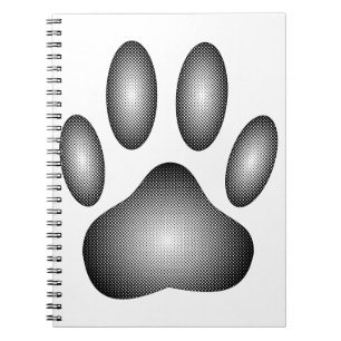 白黒グラデーションで犬の足を印刷 ノートブック