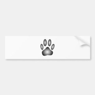 白黒グラデーションで犬の足を印刷 バンパーステッカー