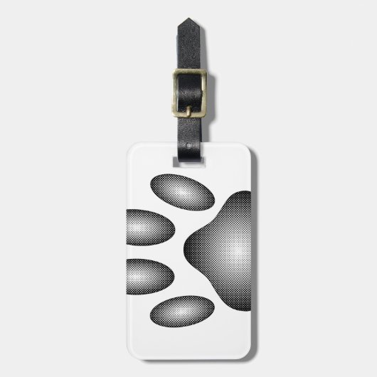 白黒グラデーションで犬の足を印刷 ラゲッジタグ (正面縦)