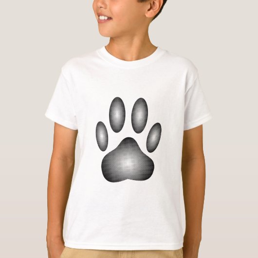 白黒グラデーションで犬の足を印刷 Tシャツ (正面)