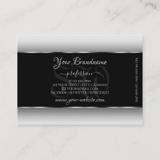 白黒グラデーションイニシャル楕円形シルバーフレーム 名刺 (裏面)