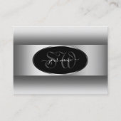白黒グラデーションイニシャル楕円形シルバーフレーム 名刺 (正面)