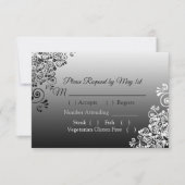 白黒グラデーションウェディングRSVPカード 出欠カード (正面)