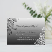 白黒グラデーションウェディングRSVPカード 出欠カード (スタンド正面)