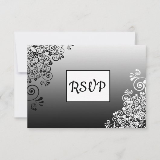 白黒グラデーションウェディングRSVPカード 出欠カード (裏面)