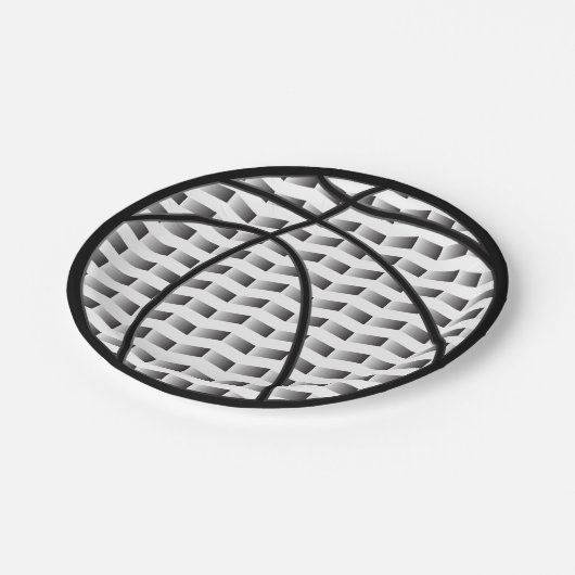 白黒グラデーションバスケットボール紙プレート ペーパープレート (アングル)