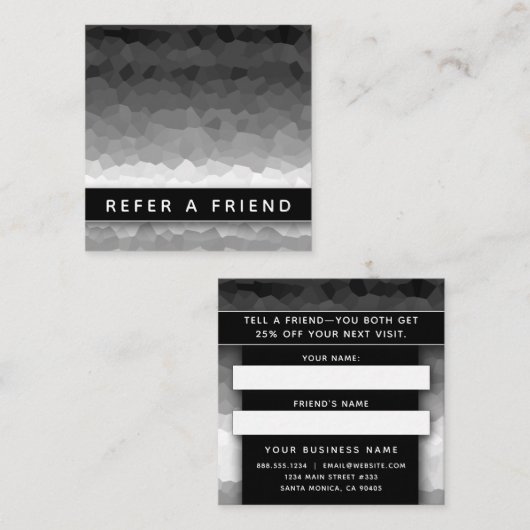 白黒グラデーションモダンエレガントプロフェッショナル 予約カード (正面/裏面)
