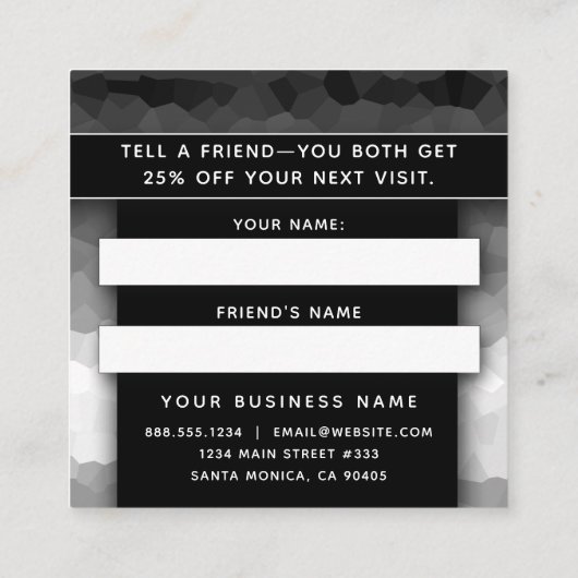 白黒グラデーションモダンエレガントプロフェッショナル 予約カード (裏面)