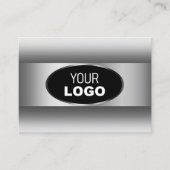 白黒グラデーションロゴシルバー楕円フレーム 名刺 (正面)
