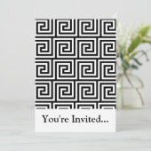 白黒グラフィックギリシャ鍵パターン 招待状 (スタンド正面)