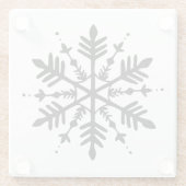 白黒グラフィックミニマルスノーフレーク ガラスコースター (裏面)