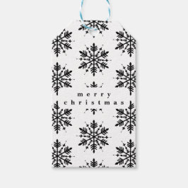 白黒グラフィックミニマルスノーフレーク ギフトタグ