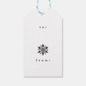 白黒グラフィックミニマルスノーフレーク ギフトタグ (裏面)