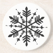 白黒グラフィックミニマルスノーフレーク コースター (正面)