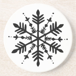 白黒グラフィックミニマルスノーフレーク コースター