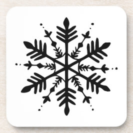 白黒グラフィックミニマルスノーフレーク コースター