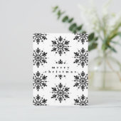 白黒グラフィックミニマルスノーフレーク シーズンポストカード (スタンド正面)