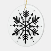 白黒グラフィックミニマルスノーフレーク セラミックオーナメント (左)