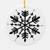 白黒グラフィックミニマルスノーフレーク セラミックオーナメント (裏面)