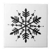 白黒グラフィックミニマルスノーフレーク タイル (正面)