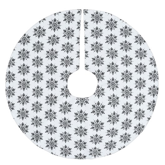白黒グラフィックミニマルスノーフレーク ブラッシュドポリエステルツリースカート (正面)