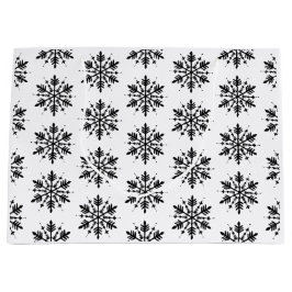 白黒グラフィックミニマルスノーフレーク ラージペーパーバッグ
